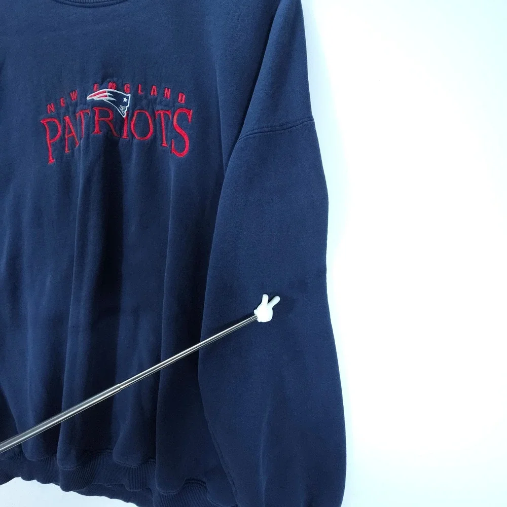 Vintage Gildan New England Patriots Mens XL Navy Blue Embroidered NFL Sweatshirt - Picture 7 of 12